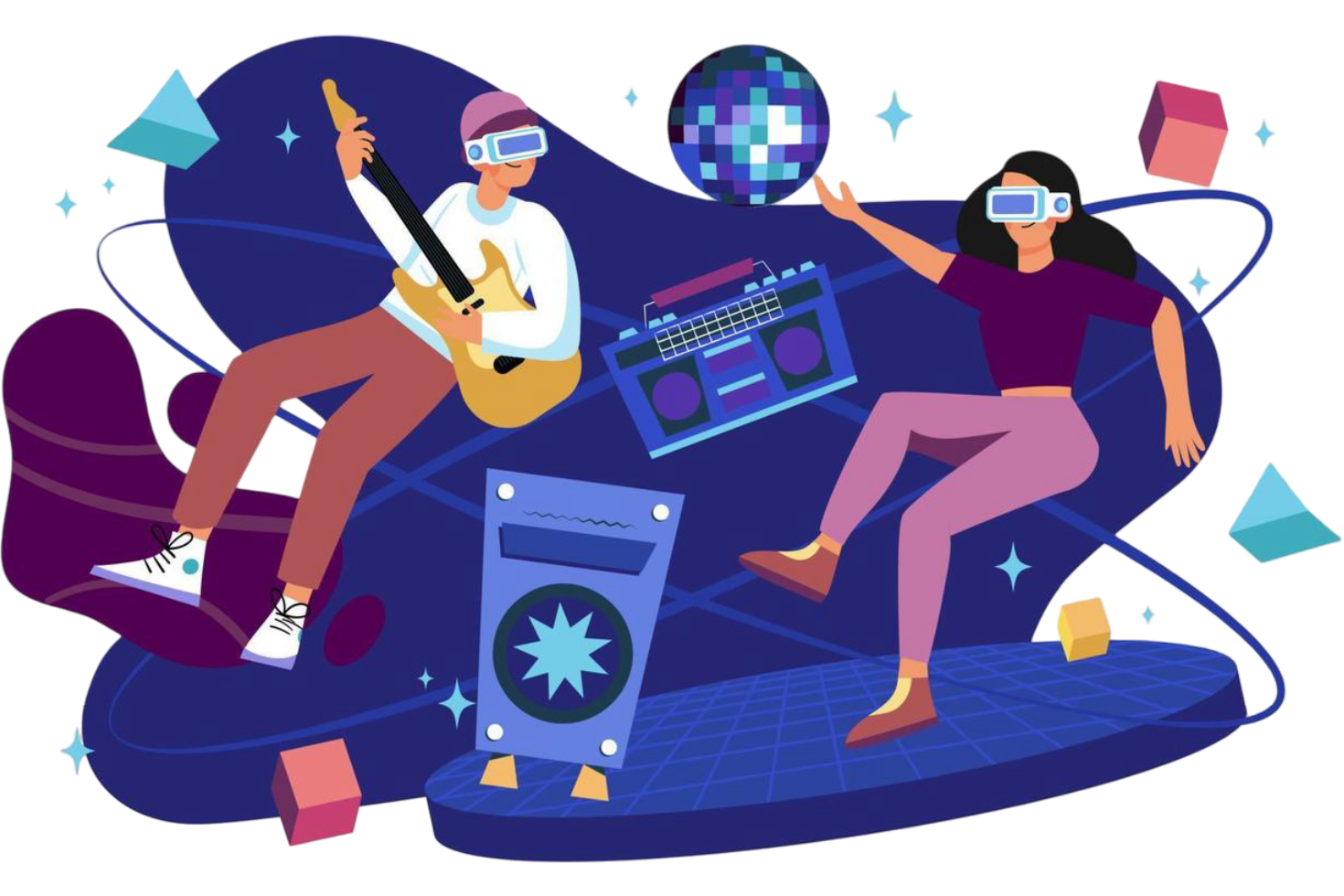 metaverse illustration concept a flat illustration isolated on white background vector